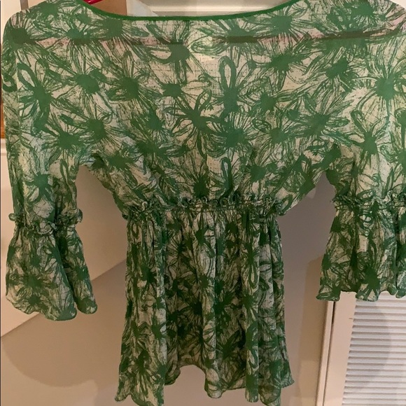 Women’s M.S.S.P. Max studio green silk tunic top - Picture 3 of 3